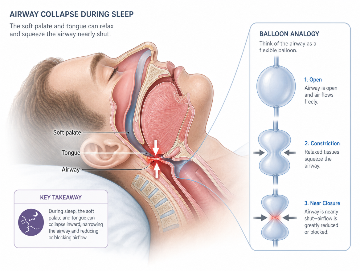 Airway like a balloon being pinched shut